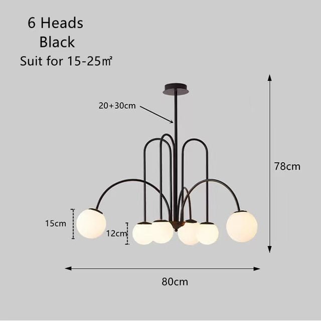 6 Heads Magic Beans Glass Ball Chandelier - Querencian