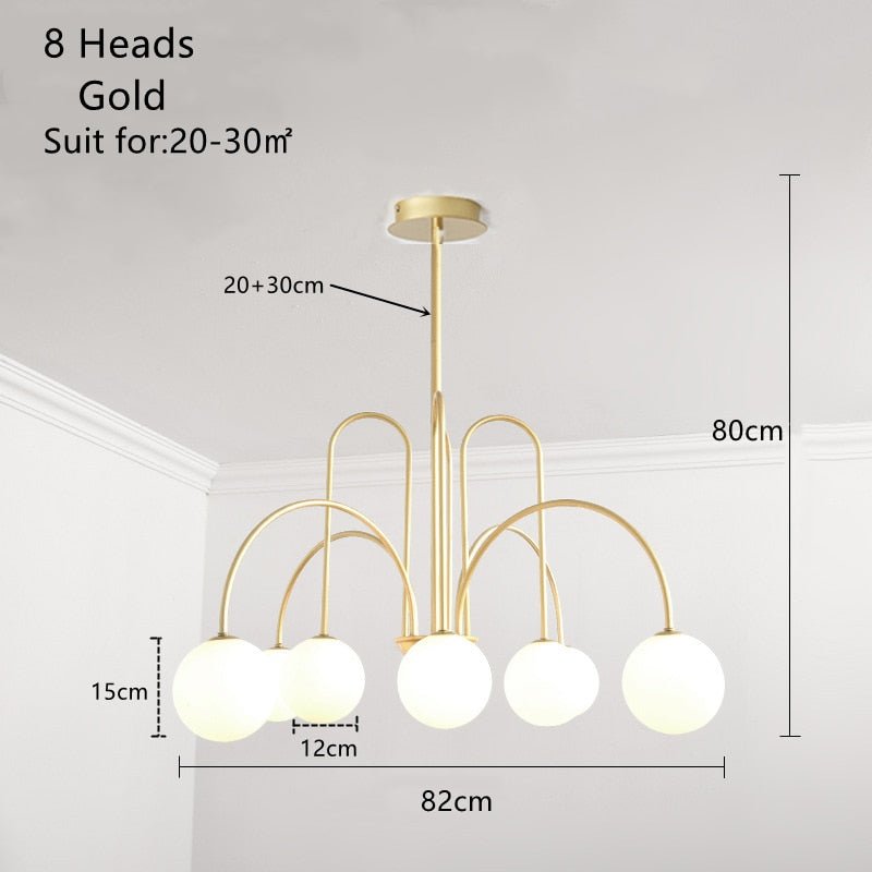 6 Heads Magic Beans Glass Ball Chandelier - Querencian