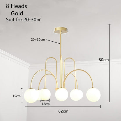 6 Heads Magic Beans Glass Ball Chandelier - Querencian