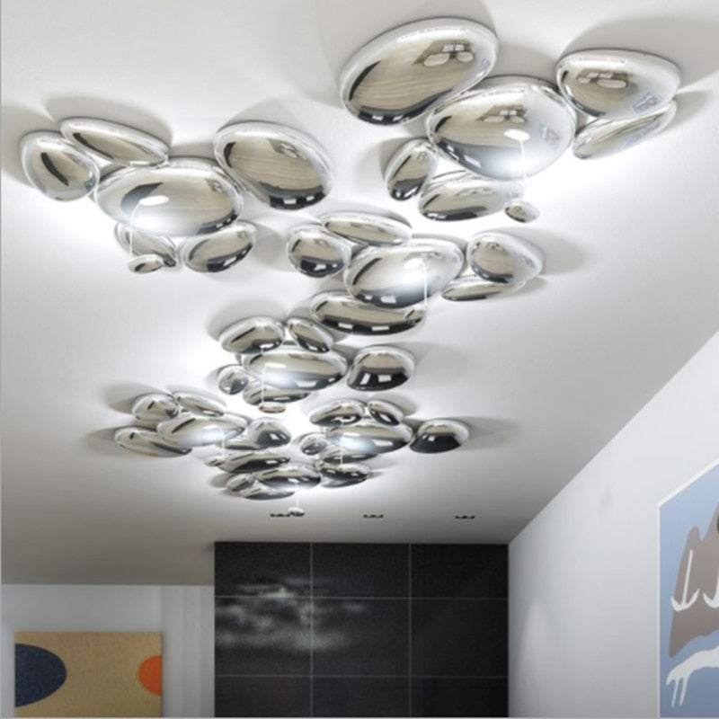 Mercury LED Water Drop Chrome Light Postmodern Design Chandelier