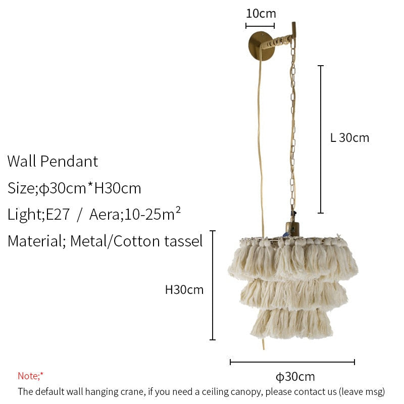 Modern Boho Decorative Cotton Tassel Art Chandelier