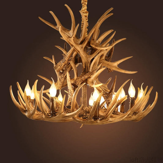 Antler Retro Industrial European Resin Loft Wind Lamps Chandelier