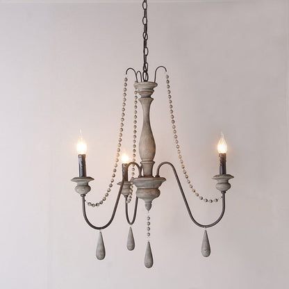 Wooden Retro Loft Rustic Chandelier Mid-Century Hanging Lamp