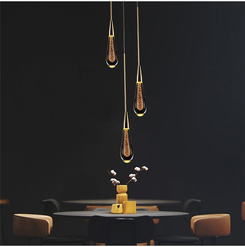 Drop Shaped Pendant Lights Crystal Led Hanglamp