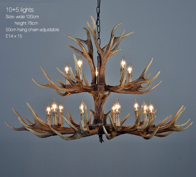 Antler Retro Industrial European Resin Loft Wind Lamps Chandelier