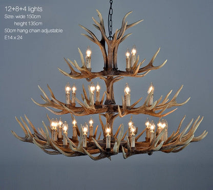 Antler Retro Industrial European Resin Loft Wind Lamps Chandelier