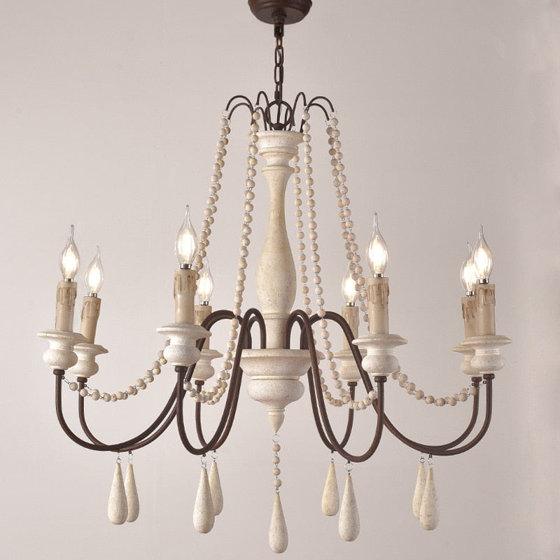 Wooden Retro Loft Rustic Chandelier Mid-Century Hanging Lamp