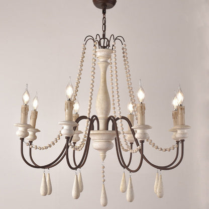 Wooden Retro Loft Rustic Chandelier Mid-Century Hanging Lamp