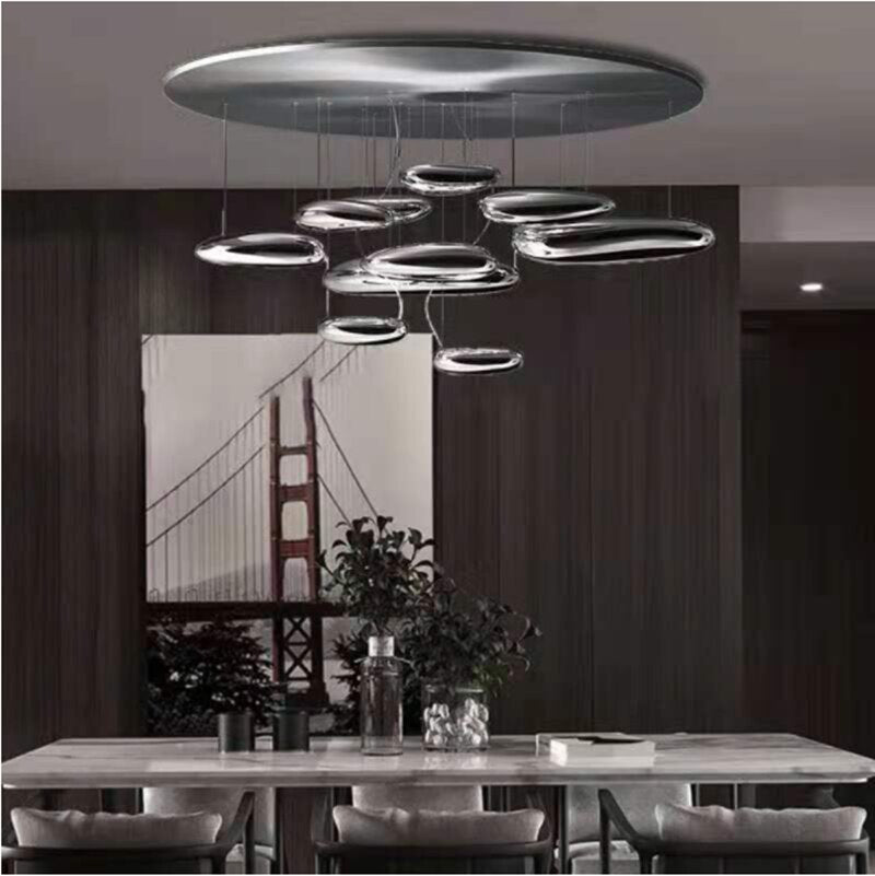Mercury Collection Silver Post Modern Glass LED Pendant Light - Querencian