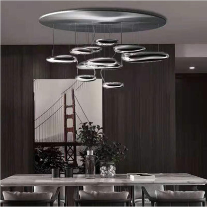 Mercury Collection Silver Post Modern Glass LED Pendant Light - Querencian