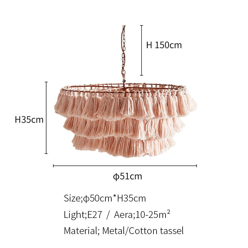 Modern Boho Decorative Cotton Tassel Art Chandelier