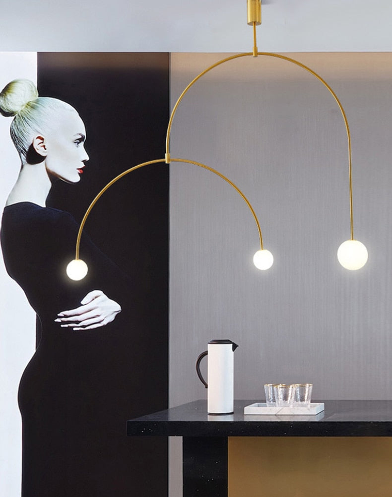 Black Gold Iron U Line Nordic Modern Chandelier