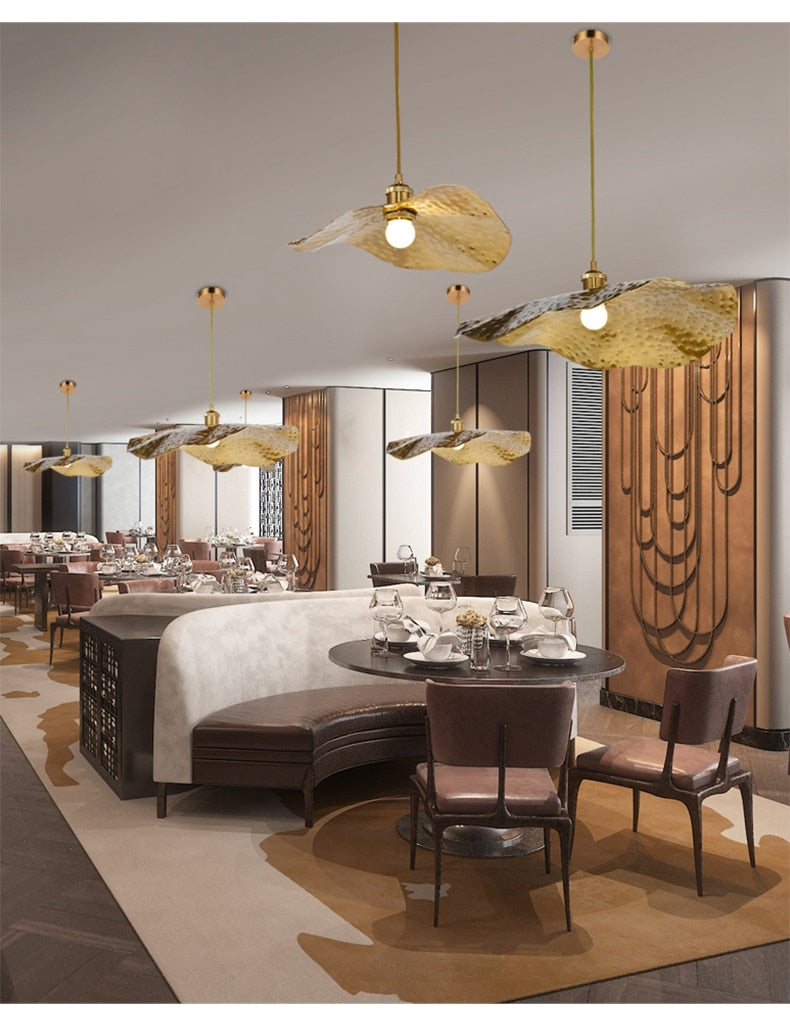 Hammered Brass Suspension Light Retro Pendant Light for Dining Room