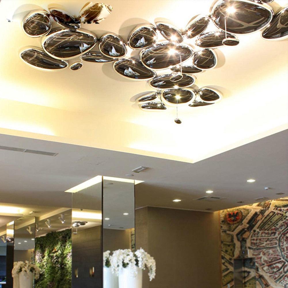Mercury LED Water Drop Chrome Light Postmodern Design Chandelier