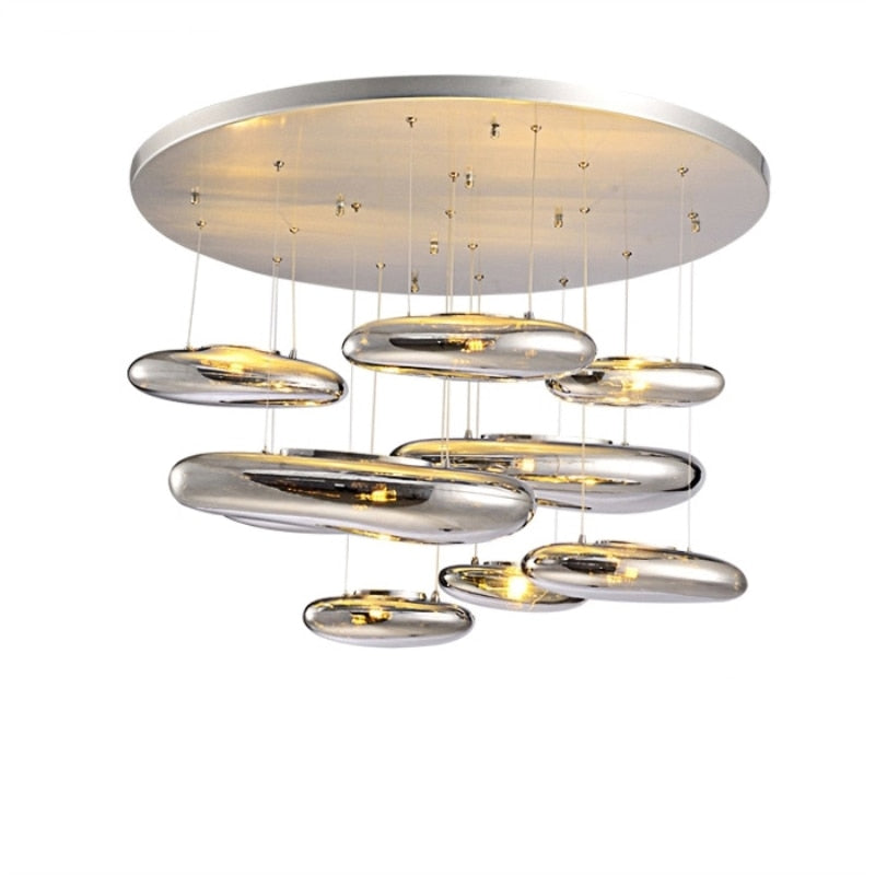 Mercury Collection Silver Post Modern Glass LED Pendant Light