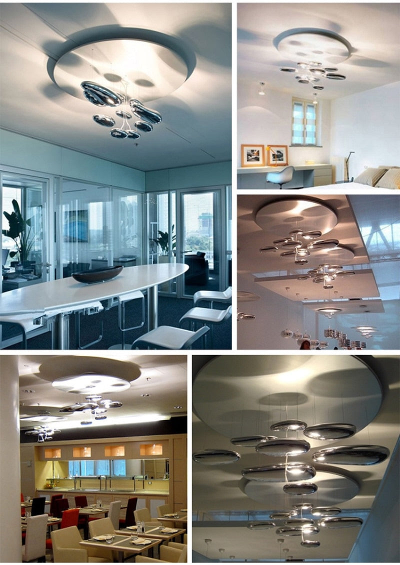 Mercury Collection Silver Post Modern Glass LED Pendant Light