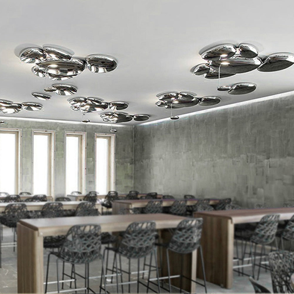 Mercury LED Water Drop Chrome Light Postmodern Design Chandelier
