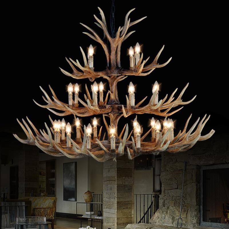 Antler Retro Industrial European Resin Loft Wind Lamps Chandelier