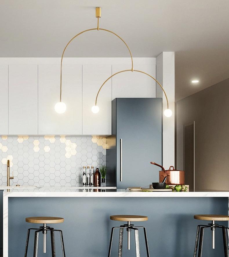 Black Gold Iron U Line Nordic Modern Chandelier
