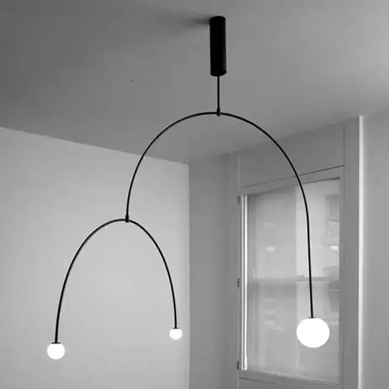 Black Gold Iron U Line Nordic Modern Chandelier - Querencian