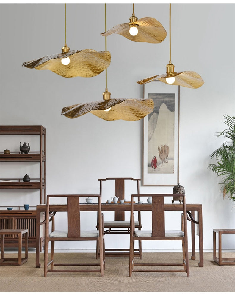 Hammered Brass Suspension Light Retro Pendant Light for Dining Room