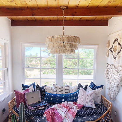Modern Boho Decorative Cotton Tassel Art Chandelier
