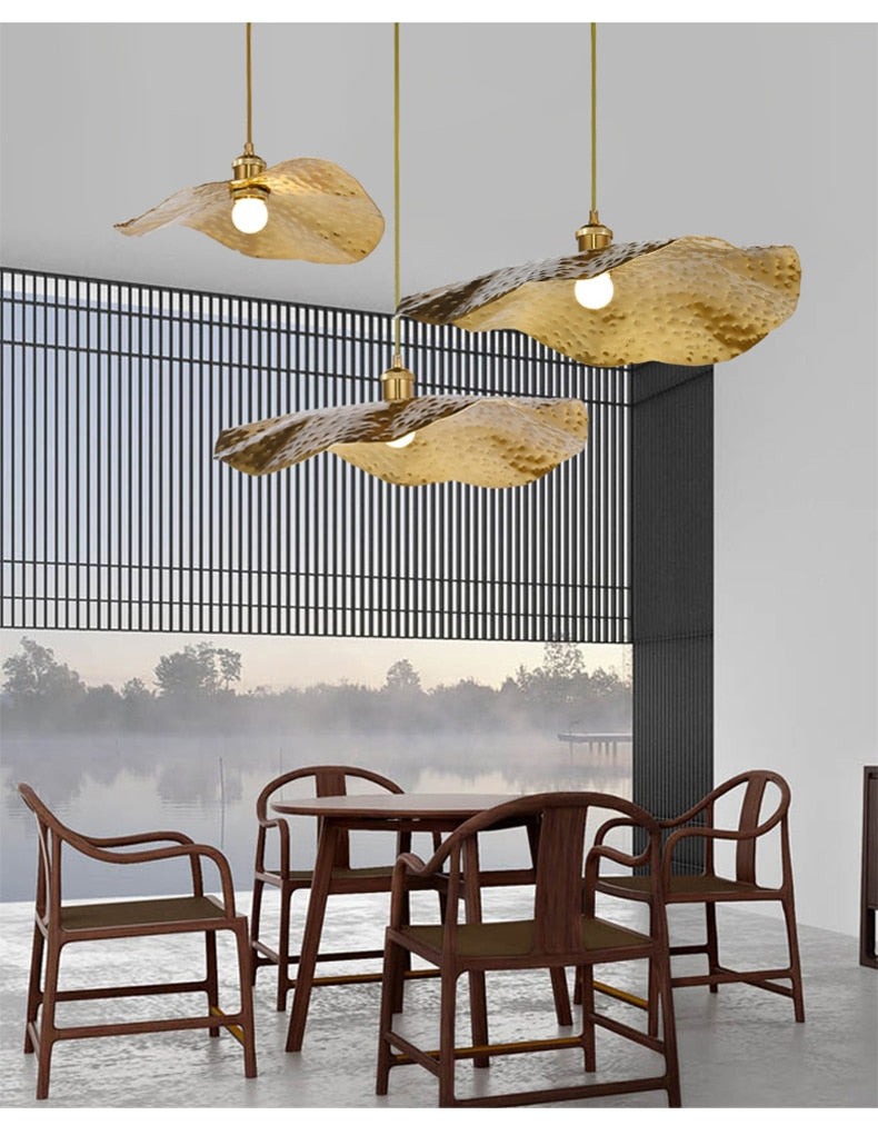 Hammered Brass Suspension Light Retro Pendant Light for Dining Room