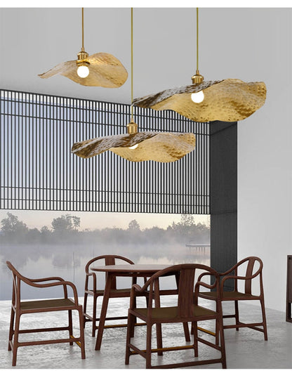 Hammered Brass Suspension Light Retro Pendant Light for Dining Room