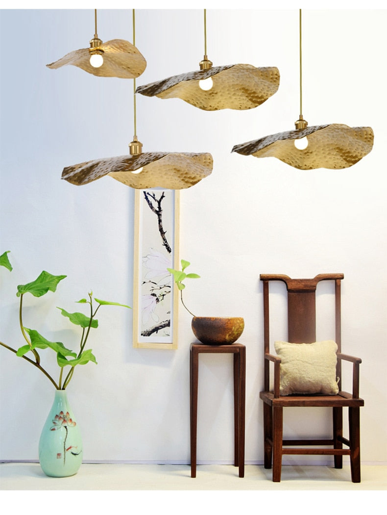 Hammered Brass Suspension Light Retro Pendant Light for Dining Room