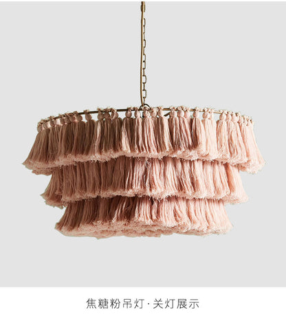 Modern Boho Decorative Cotton Tassel Art Chandelier