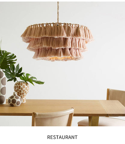 Modern Boho Decorative Cotton Tassel Art Chandelier