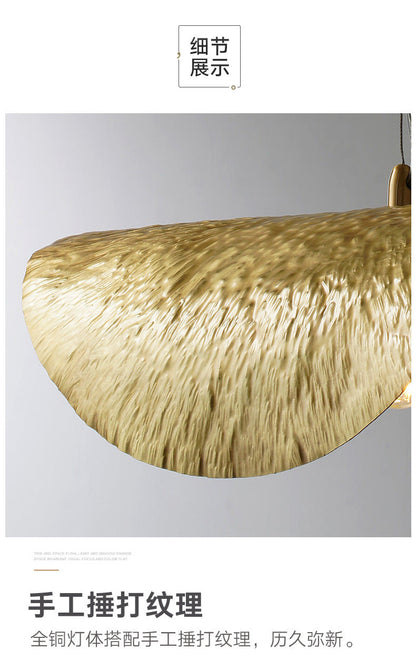 Hammered Brass Suspension Light Retro Pendant Light for Dining Room