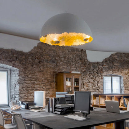 Eggshell Acrylic Resin Sphere Pendant Light for Studio Lighting Restaurant