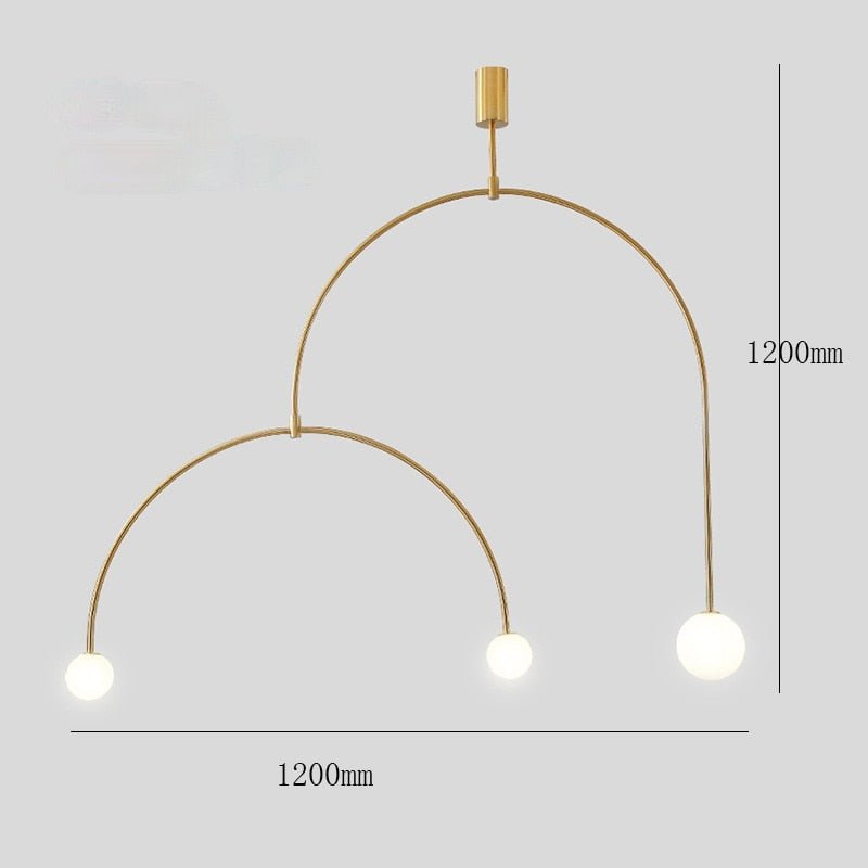 Black Gold Iron U Line Nordic Modern Chandelier - Querencian