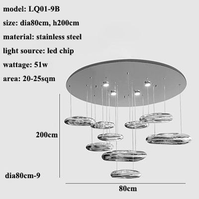 Mercury Collection Silver Post Modern Glass LED Pendant Light - Querencian
