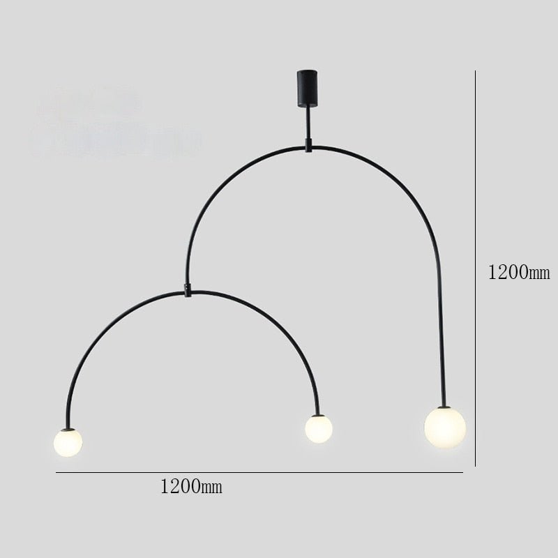 Black Gold Iron U Line Nordic Modern Chandelier - Querencian