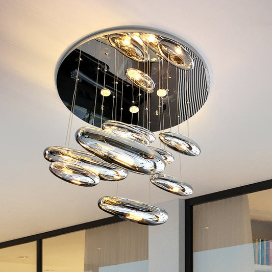 Mercury Collection Silver Post Modern Glass LED Pendant Light