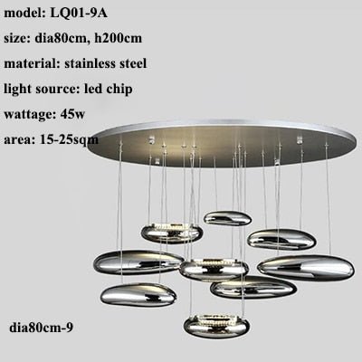 Mercury Collection Silver Post Modern Glass LED Pendant Light - Querencian