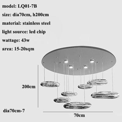Mercury Collection Silver Post Modern Glass LED Pendant Light - Querencian