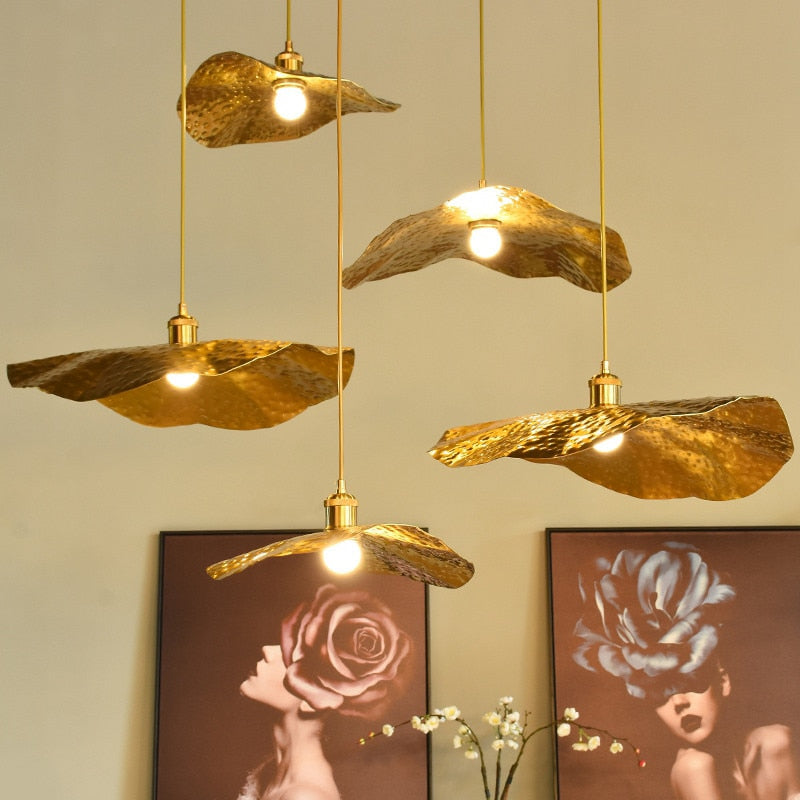 Hammered Brass Suspension Light Retro Pendant Light for Dining Room