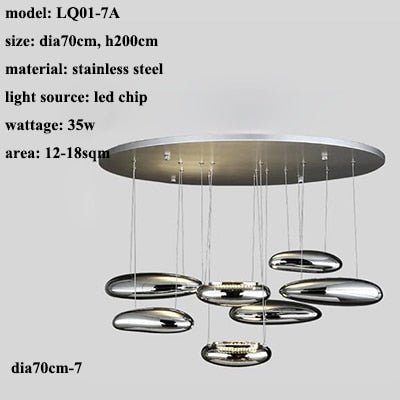 Mercury Collection Silver Post Modern Glass LED Pendant Light - Querencian