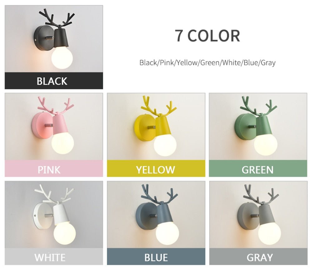 Adjustable Cartoon Deer Antlers LED Wall Lights - Querencian