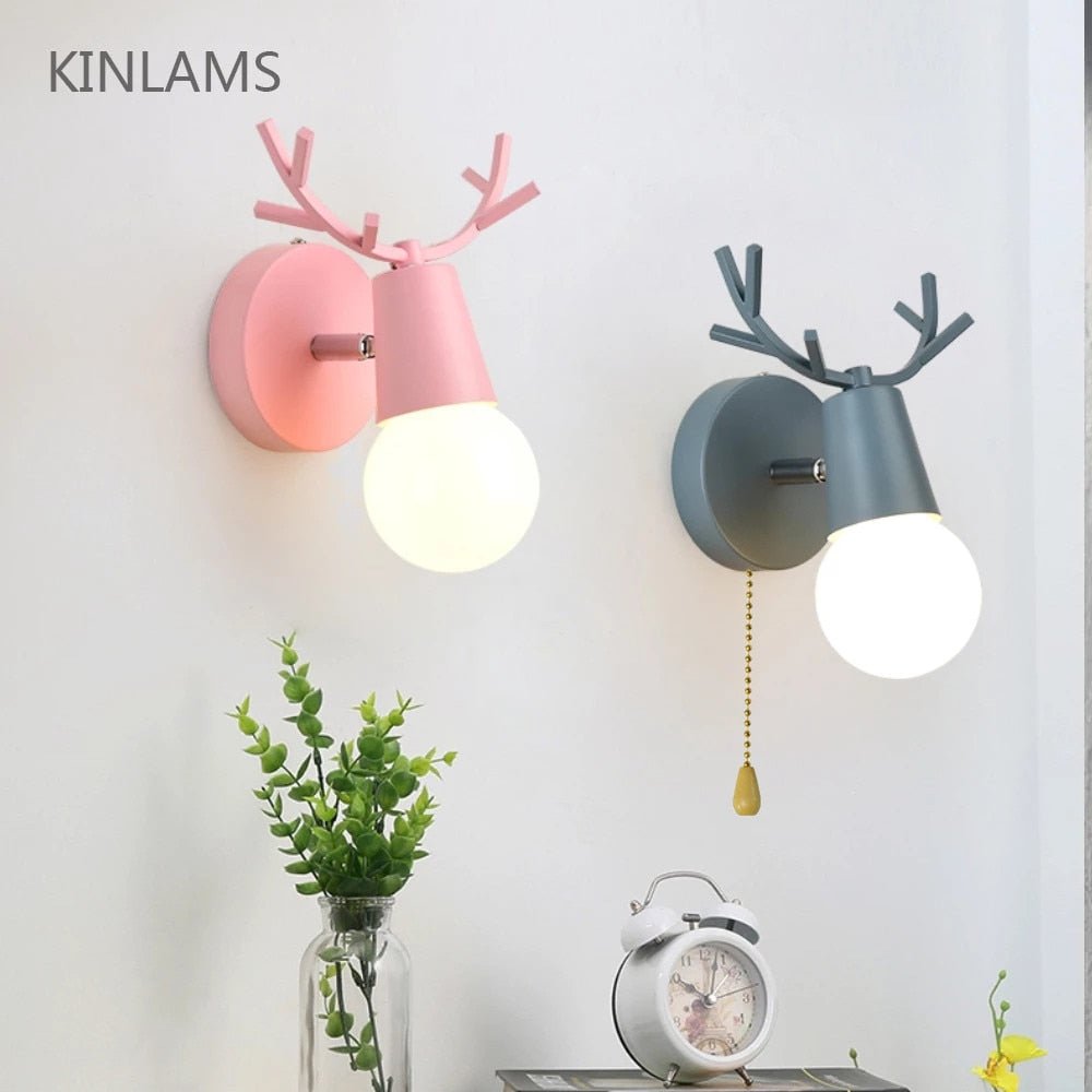 Adjustable Cartoon Deer Antlers LED Wall Lights - Querencian