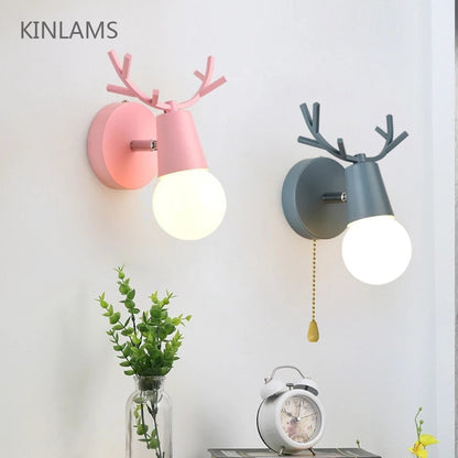 Adjustable Cartoon Deer Antlers LED Wall Lights - Querencian