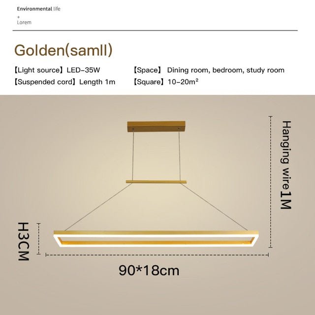 Aluminum Led Modern Ceiling Rectangle Chandelier Fixtures - Querencian