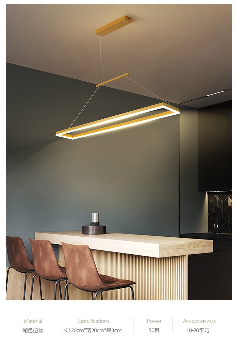 Aluminum Led Modern Ceiling Rectangle Chandelier Fixtures - Querencian