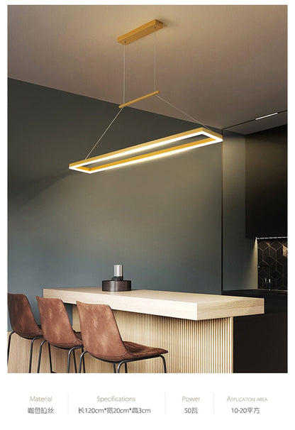 Aluminum Led Modern Ceiling Rectangle Chandelier Fixtures - Querencian