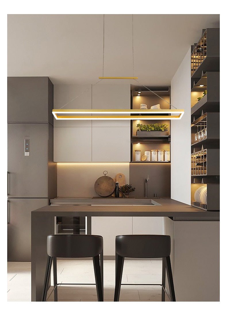 Aluminum Led Modern Ceiling Rectangle Chandelier Fixtures - Querencian