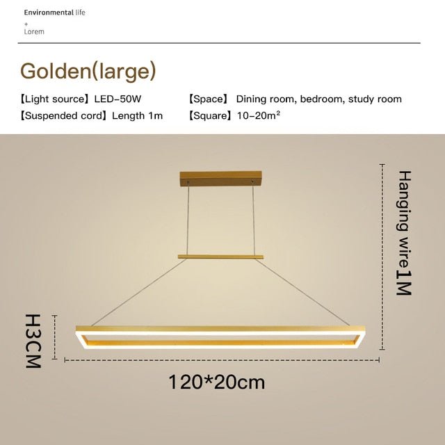 Aluminum Led Modern Ceiling Rectangle Chandelier Fixtures - Querencian