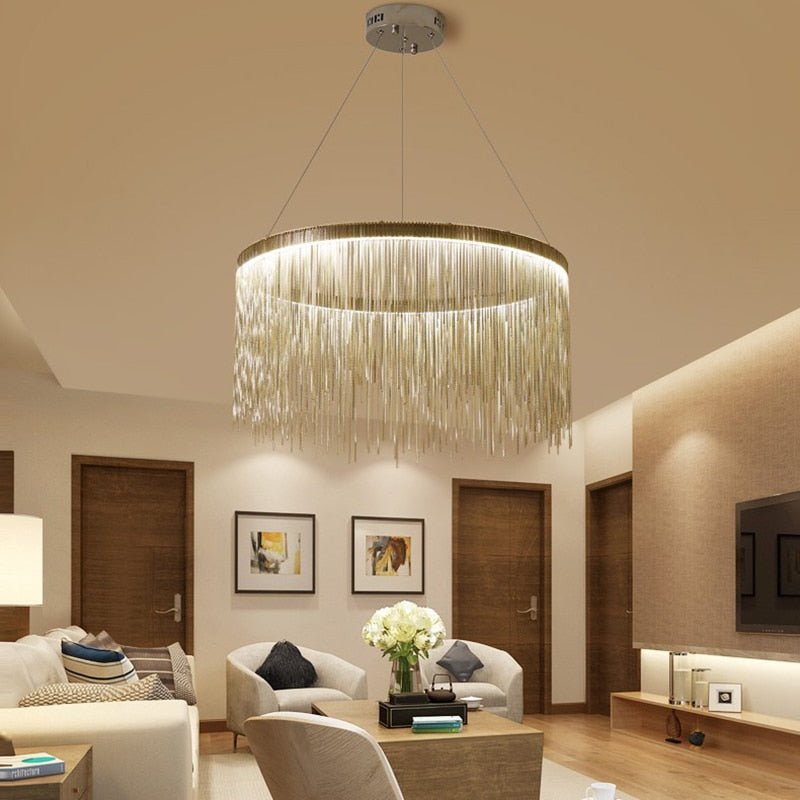 Aluminum Tassel Chandelier Waterfall Dimming LED Lighting - Querencian